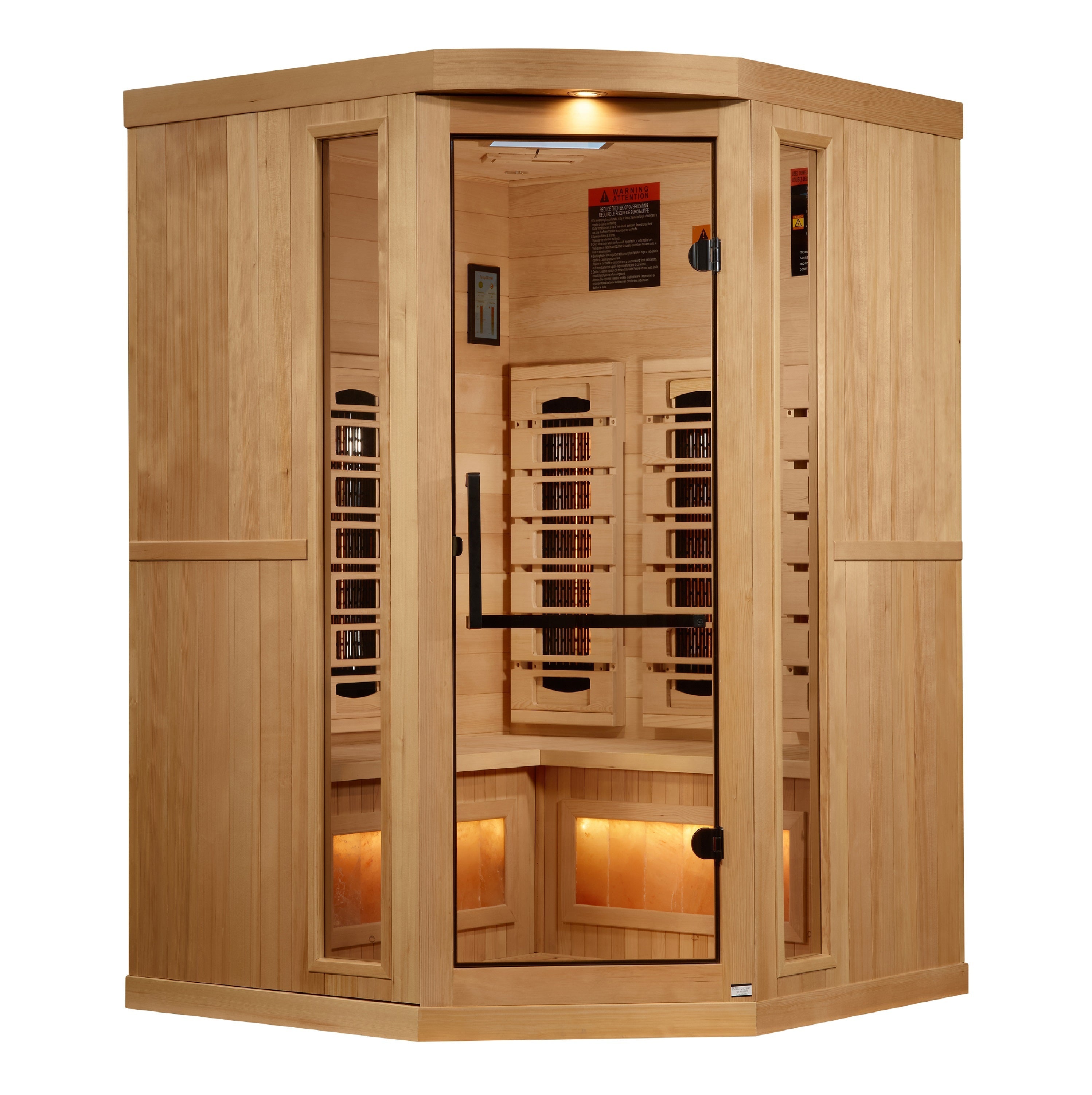 Golden Designs 3-Person Full Spectrum Infrared Sauna with Himalayan Salt Bar (Corner Unit) | GDI-8035-03