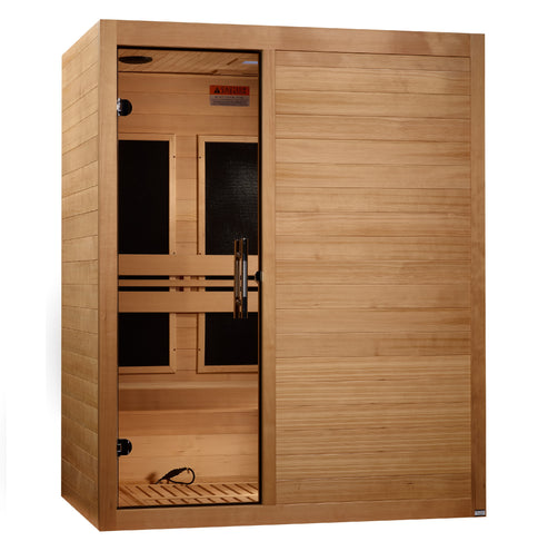 Golden Designs Maxxus S-Line 3-Person Low EMF FAR Infrared Sauna with Canadian Hemlock