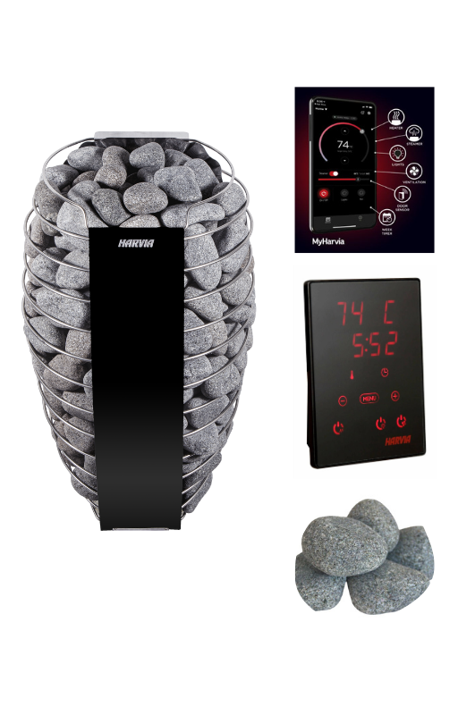 Harvia Spirit SP90E Electric Sauna Heater Package