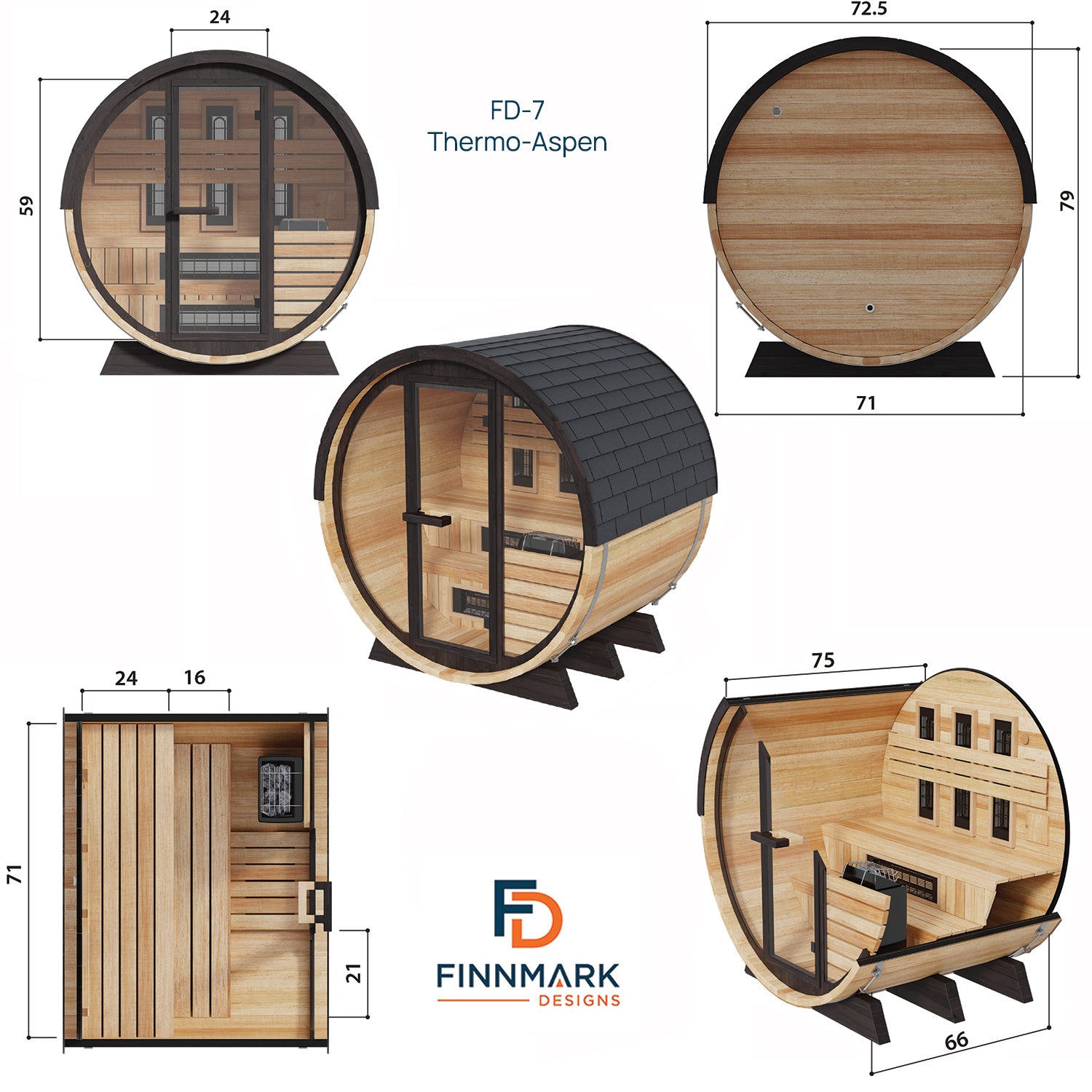 Finnmark FD-7 Thermo-Aspen Combination Outdoor Barrel Sauna
