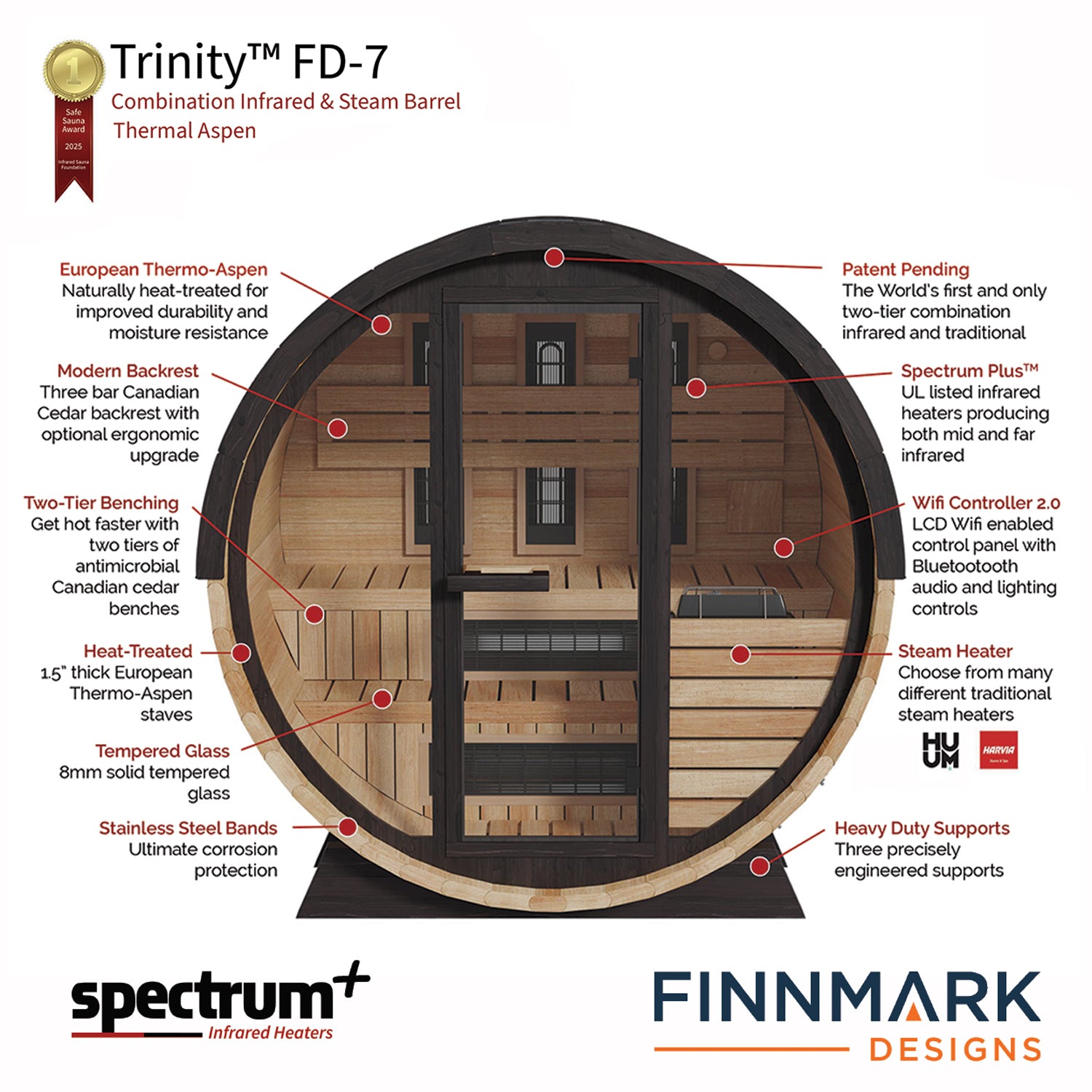 Finnmark FD-7 Thermo-Aspen Combination Outdoor Barrel Sauna