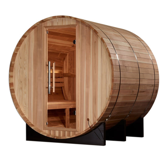Golden Designs Arosa 4-Person Outdoor Barrel Steam Sauna in Pacific Cedar Wood